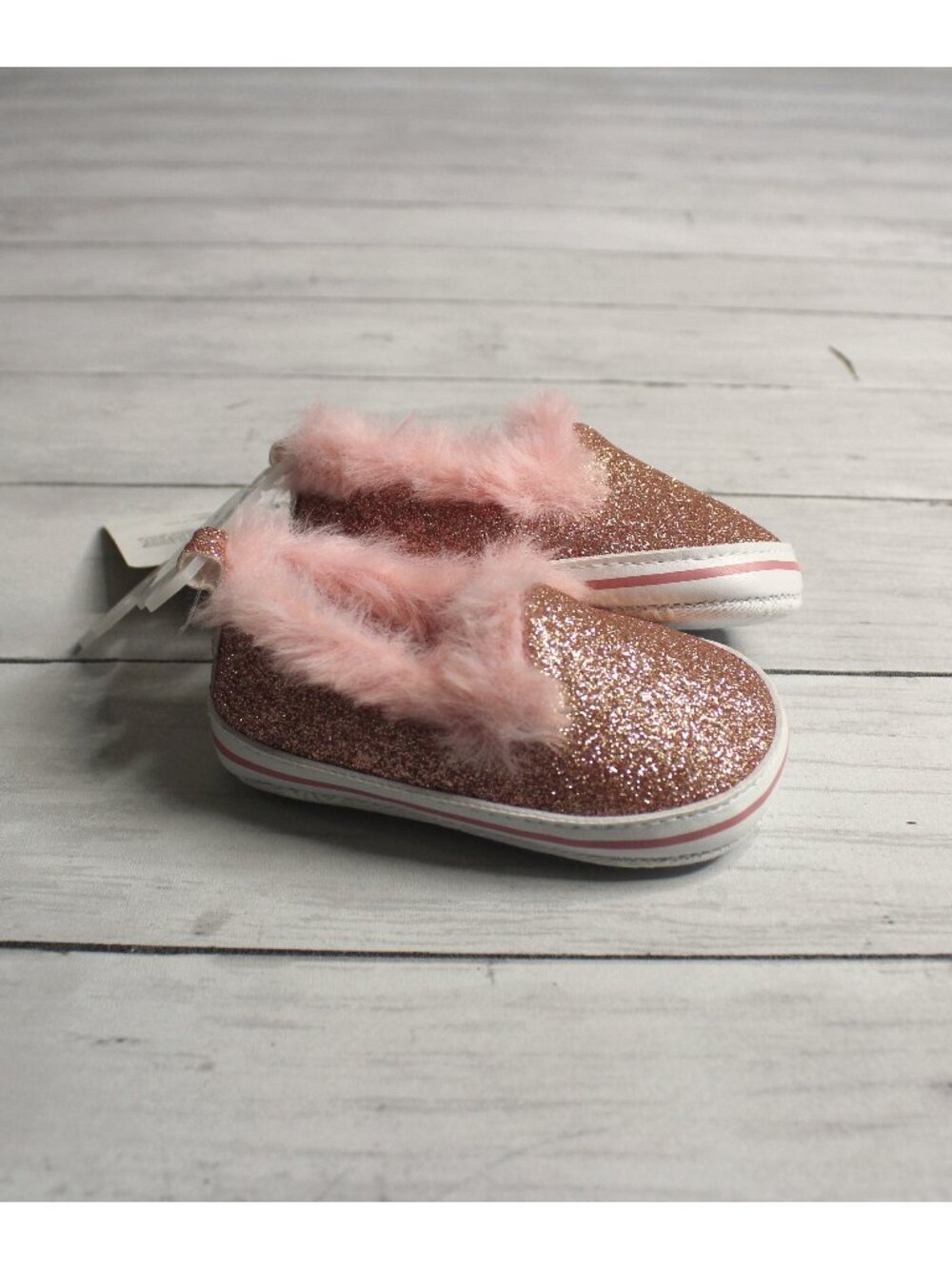 Little Me Baby Girl's Size 2 Glitter Shoes Faux Fur